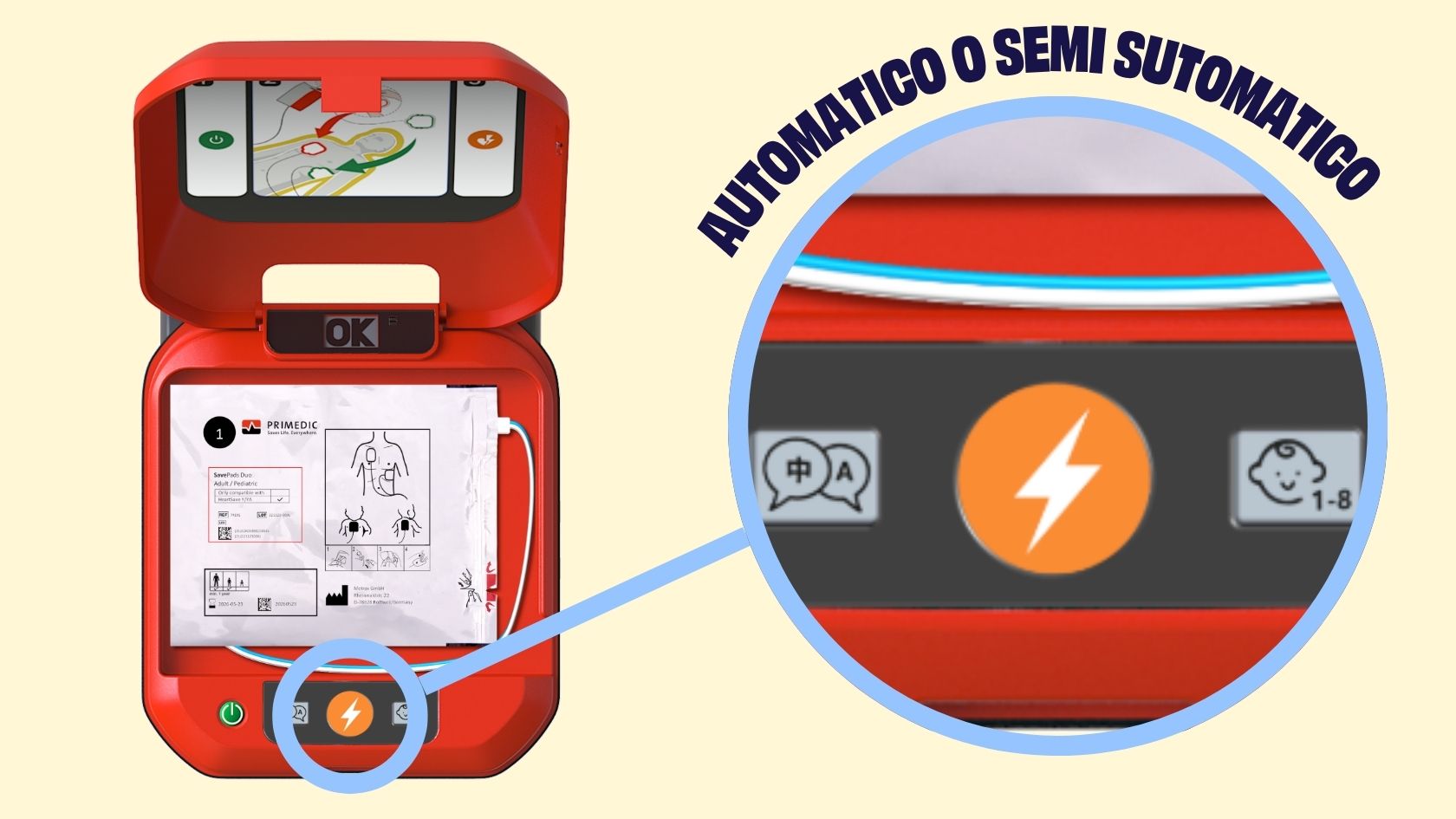 Defibrillatore Primedic automatico o semiautomatico